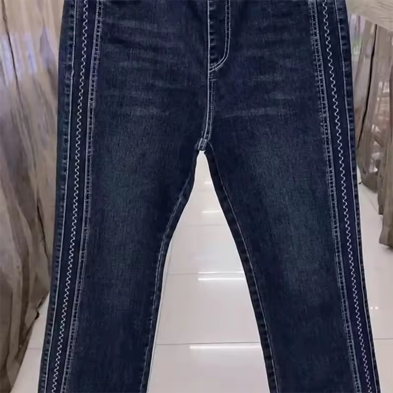 Mode femmes jean 2025 nouveau printemps automne coréen sauvage taille élastique pantalon en Denim droit femme pantalon femme