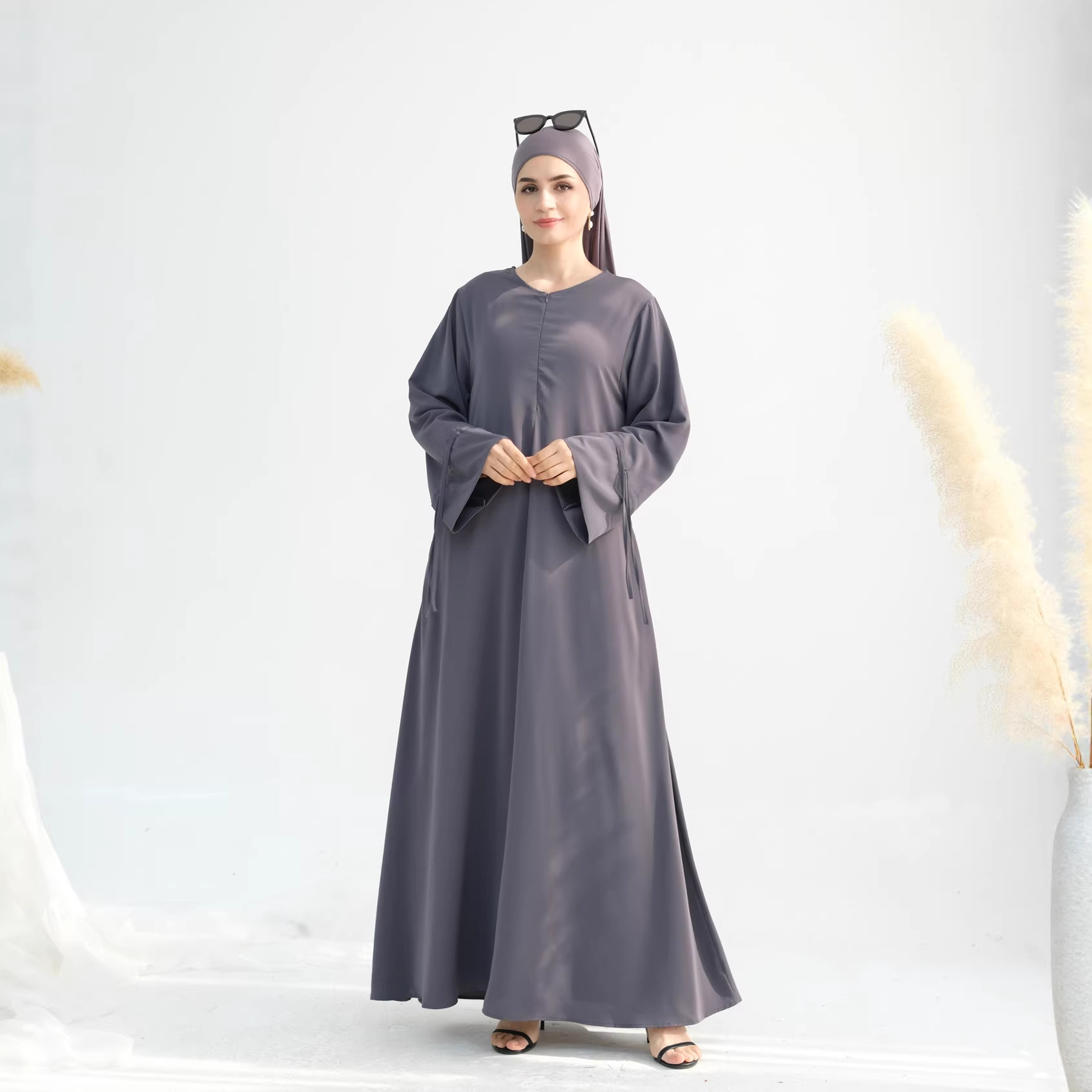 Robe longue pour femme Eid à manches évasées, Abaya musulmane, Jalabiya, Robes longues de Ramadan, Robes de soirée à nœud, Robe longue arabe, Caftan Maroc Dubaï