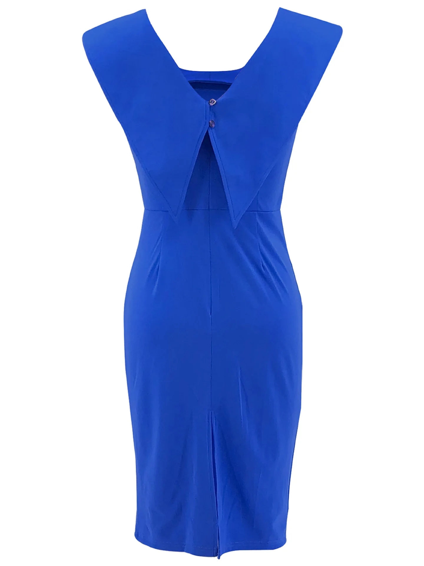Robes mi-longues à la mode, fente sur l'ourlet, conception sans manches, col carré, fermeture éclair au dos, robe fendue, près du corps, combattre les robes de bureau