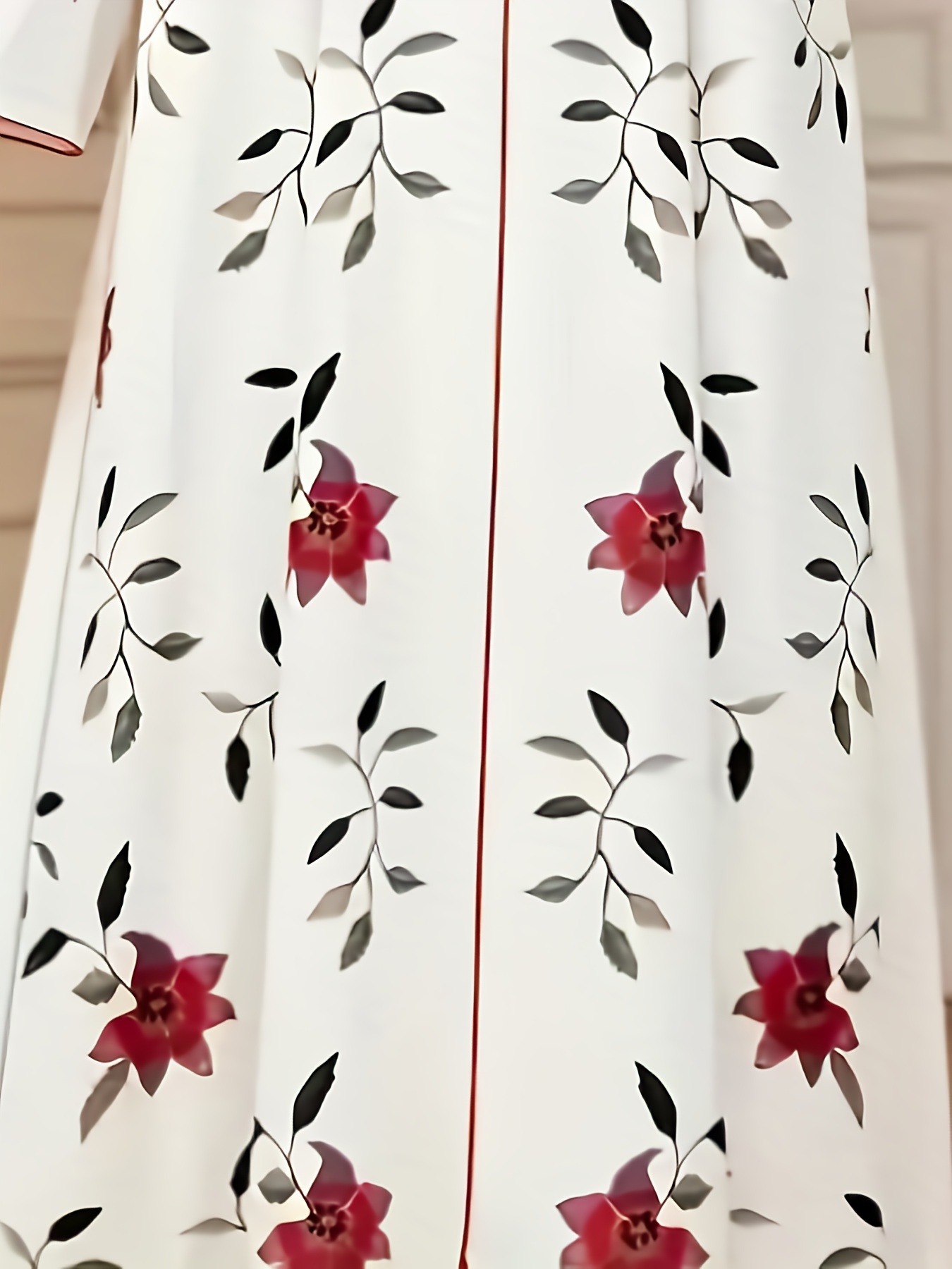Jupe longue élégante pour femme, style musulman, imprimé Ramadan Aïd, col en V, manches longues, coupe ample, avec fente à l'ourlet