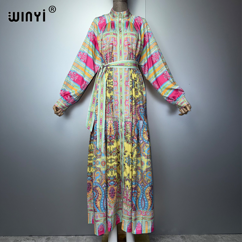 Robe longue de luxe WINYI pour femmes musulmanes, abaya ample pour les fêtes, caftan de Dubaï