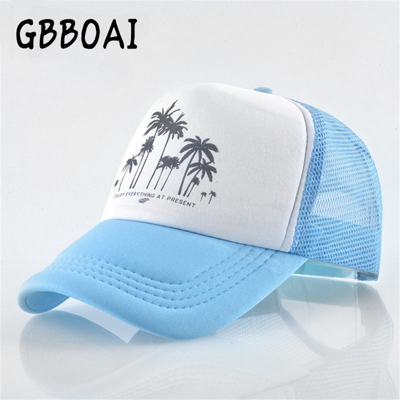 Casquette de Baseball en maille pour hommes et femmes, Style plage, cocotier, Sport de plein air, camionneur, marque Hip Hop, Gorra
