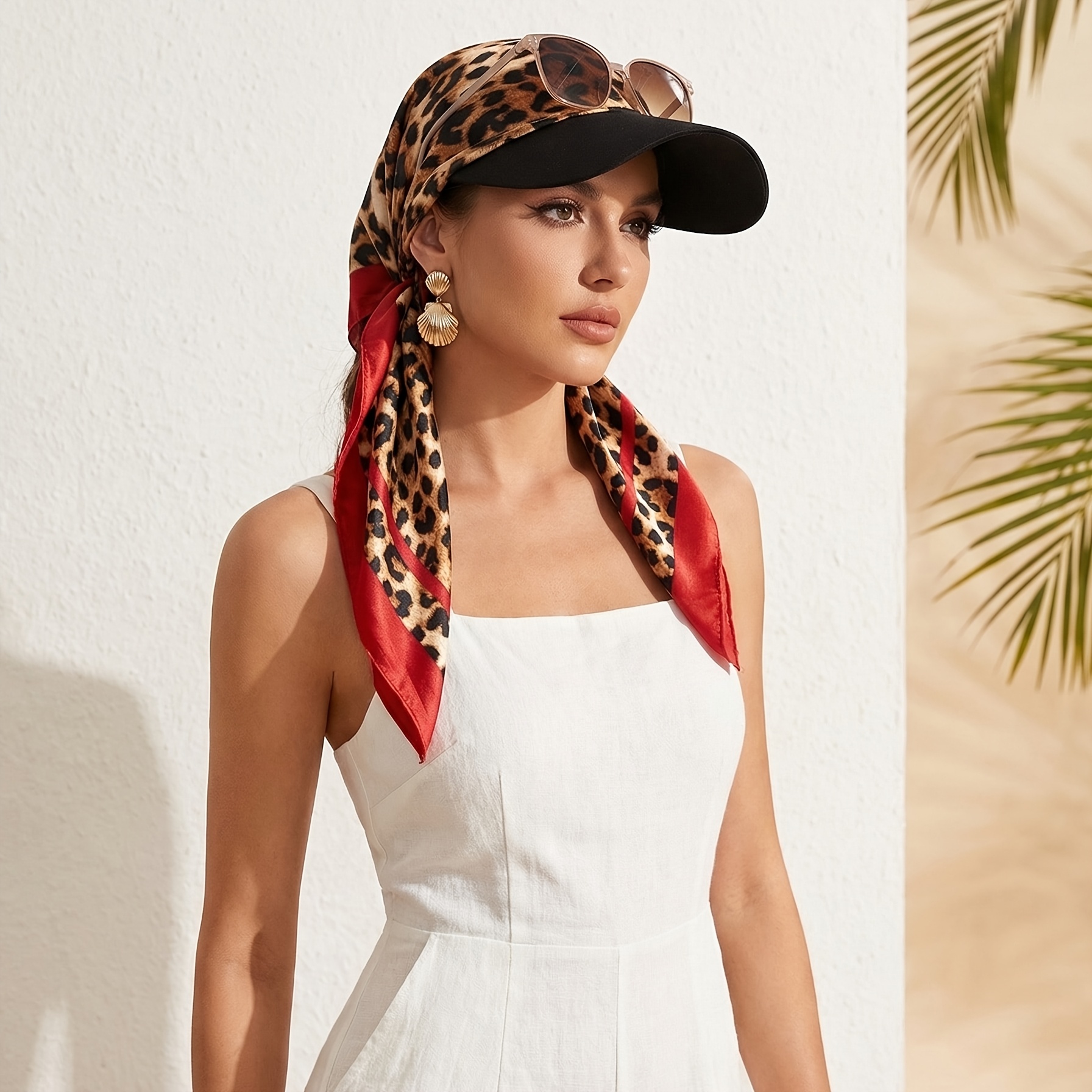 Chapeau de soleil foulard pour femme avec écharpe à nouer, idéal pour la plage, les vacances, la protection solaire et la chimiothérapie