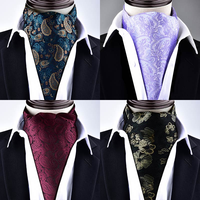 Écharpe pour homme 1 pièce pour le printemps, l'automne et l'hiver, écharpe Ascot rétro à motif floral, écharpe de costume de style britannique, écharpe de col de chemise, chaude