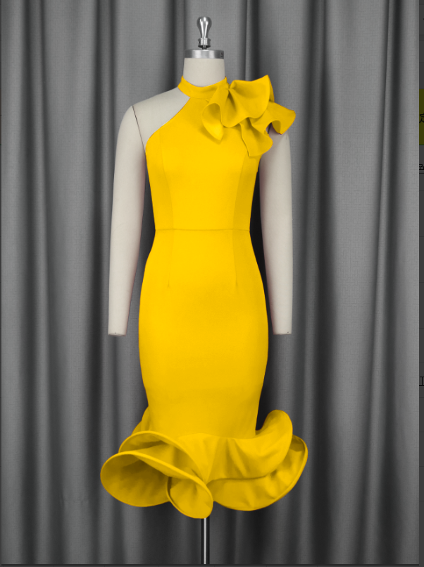 Robes de soirée élégantes pour femmes, ourlet à plusieurs niveaux, volants, sans manches, paquet de hanches, moulante, événement d'anniversaire, invité de mariage africain