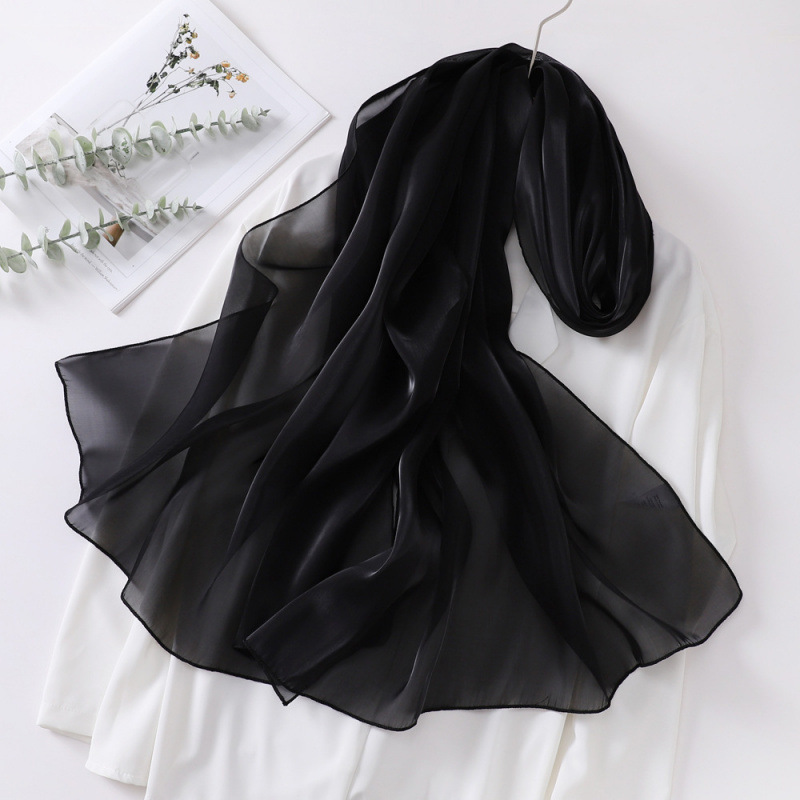 Foulard en soie Organza 70*200cm pour femmes, foulard de couleur unie brillant et élégant