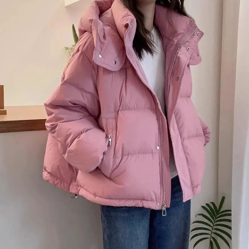 Parka tendance pour femme, style coréen, nouvelle collection automne-hiver 2026, coupe ample, à capuche, chaude et épaisse, en coton rembourré, manteau court pour femme