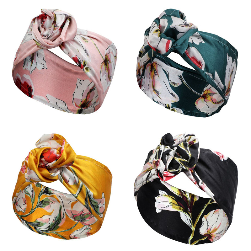 Nouvelle mode femmes pliant fer fil bandeau bohème fille croix Turban Bandanas imprimer bandeaux cheveux accessoires