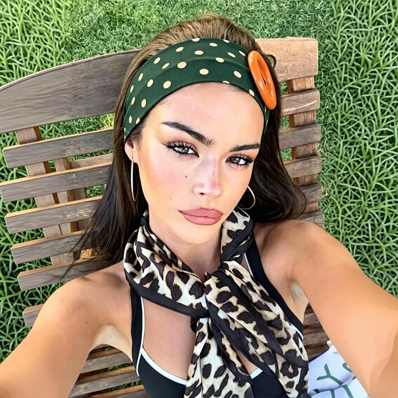 Bandeau élastique à gros boutons pour femme, style bohème, turban, bandeau rétro hippie, bandeau absorbant la transpiration pour le fitness