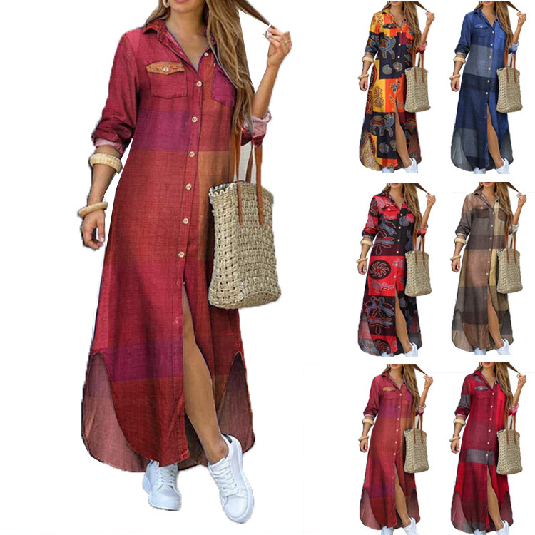 Robes pour femmes 2026 : Nouvelle mode, robe longue sexy à simple boutonnage, col à revers ample, printemps-automne, vêtements pour femmes, vestidos