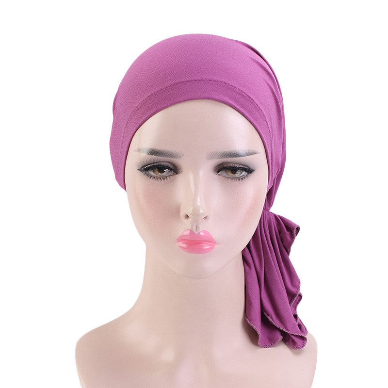 Élastique femmes Modal coton à volants Turban casquettes musulman foulard Bonnet pré-attaché Hijab bandeau casquette doux dame perte de cheveux chimio casquette