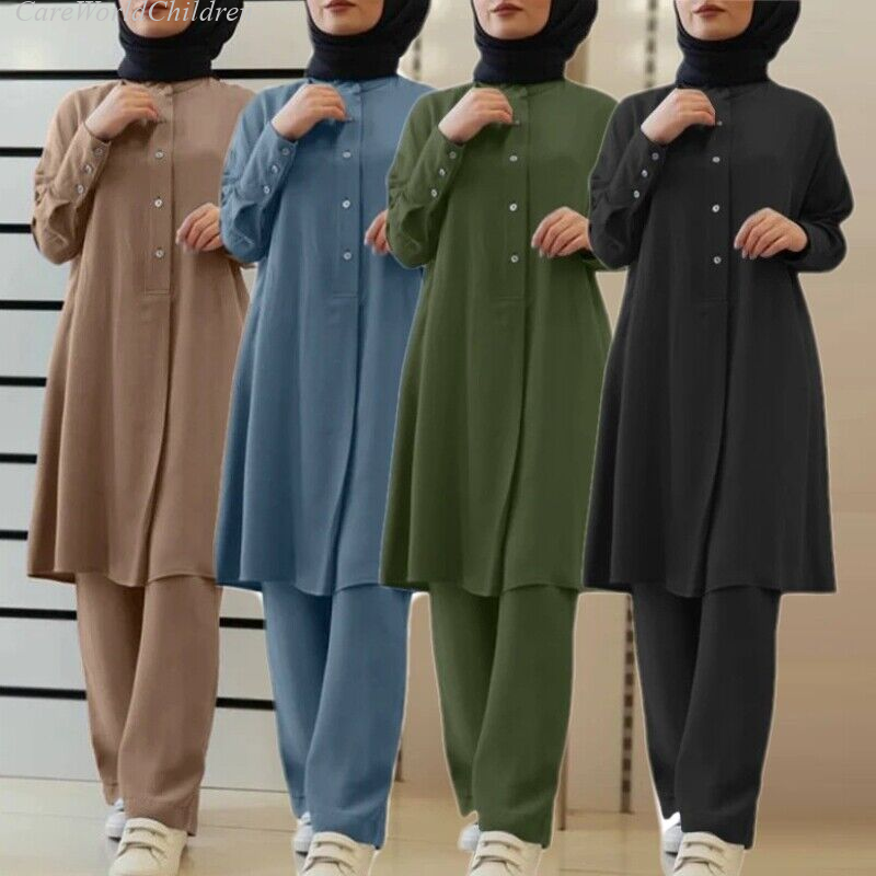 Ensemble Deux Pièces Abaya pour Femme, Chemises et viser Modestes, Robe Musulmane Islamique, Caftan Décontracté, Vêtements Turquie, Automne