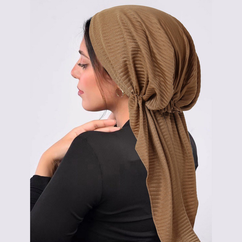 Foulard élastique de couleur unie, foulard d'extérieur multifonctionnel pour femmes, chapeau musulman Simple et décontracté
