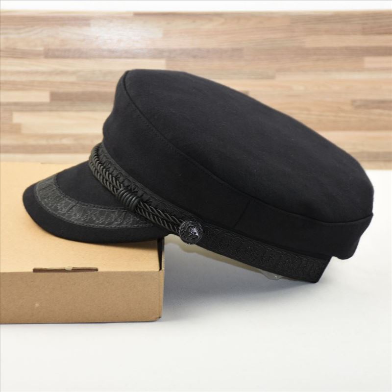 Casquette de capitaine grande taille noire à dessus plat – Chapeau pour homme à grosse tête, casquette de marin style britannique, mode décontractée