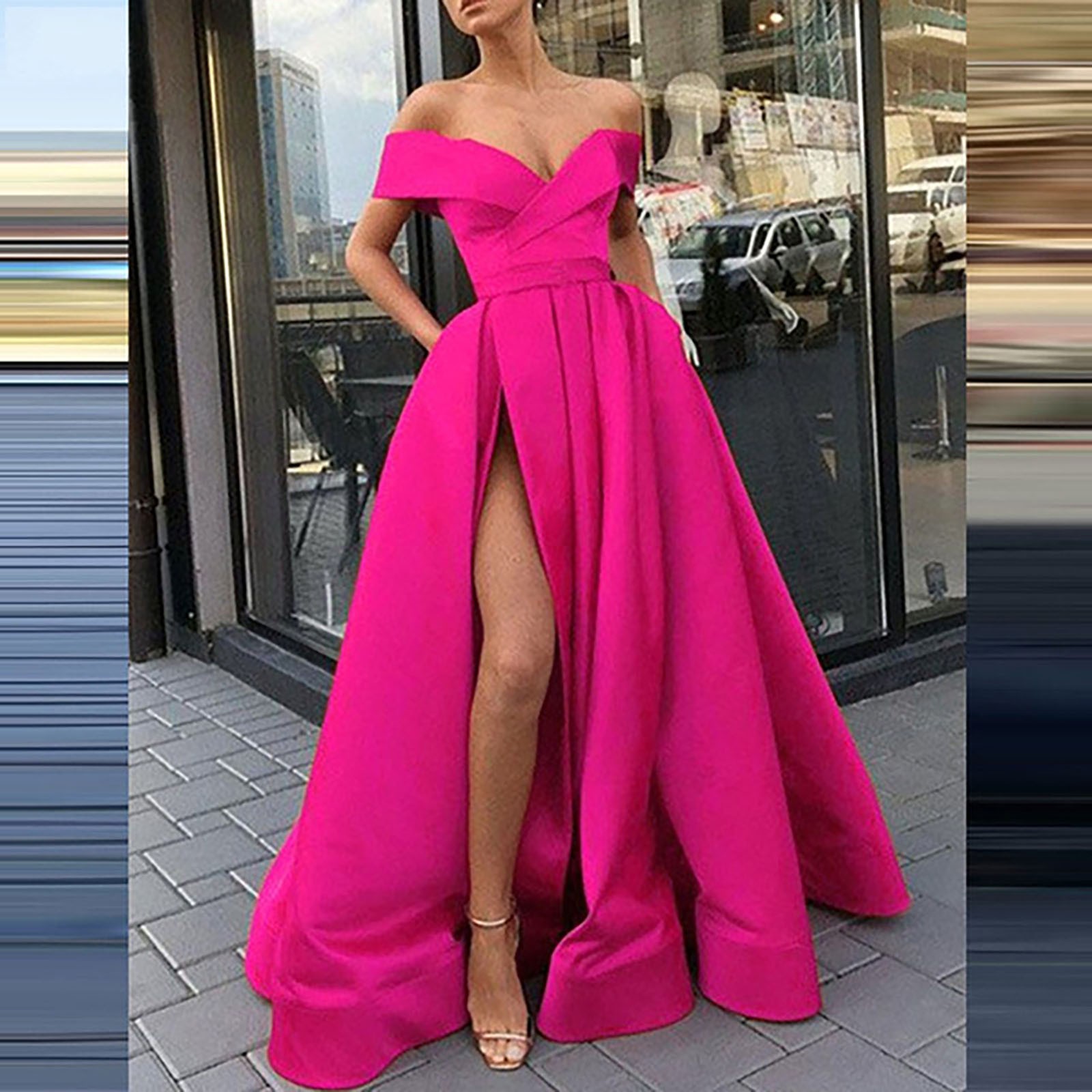 Robe de Cocktail en Mousseline de Soie pour Femme, Tenue Rétro Française, Coupe Basse, Col en V, Fente Latérale, Vêtement Éducatif