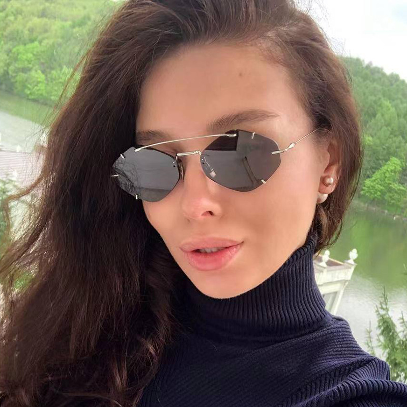 Lunettes de soleil carrées en diamant sans bords pour femmes et hommes, rétro, marque de styliste, UV400, nuances Oculos féminines Gafas