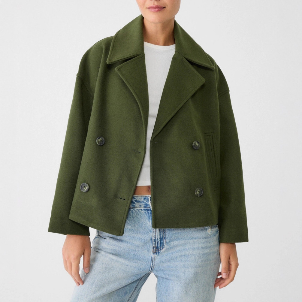 Manteau en laine pour femme, hiver, épais, chaud, manches longues, col à revers, veste courte, vêtements d'extérieur