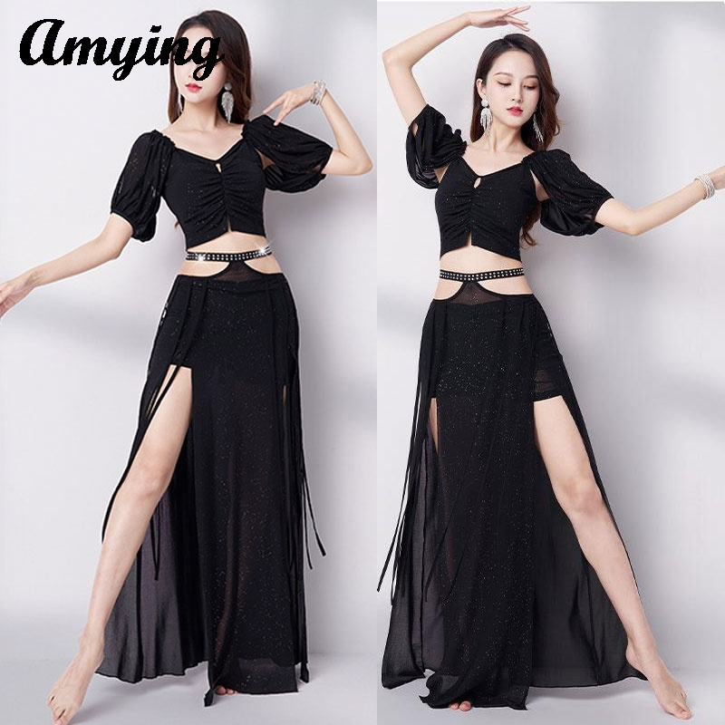 Robe d'entraînement de danse du ventre, nouvelle robe longue féerique Sexy, ensemble pour débutants, robe de danse orientale, robe d'équipe de spectacle pour femmes