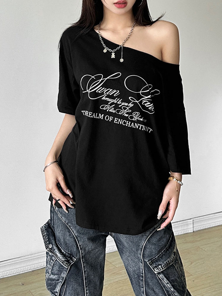 Décontracté Relax femme T-shirt lettre 2025 femmes chaud nouveau polyvalent rue atmosphère Style à la mode poussin été hauts