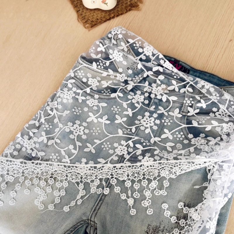 Foulard coréen à bordure en dentelle, ceinture multifonctionnelle à franges, bandana triangulaire, foulard blanc, accessoire pour jupe en jean de style français