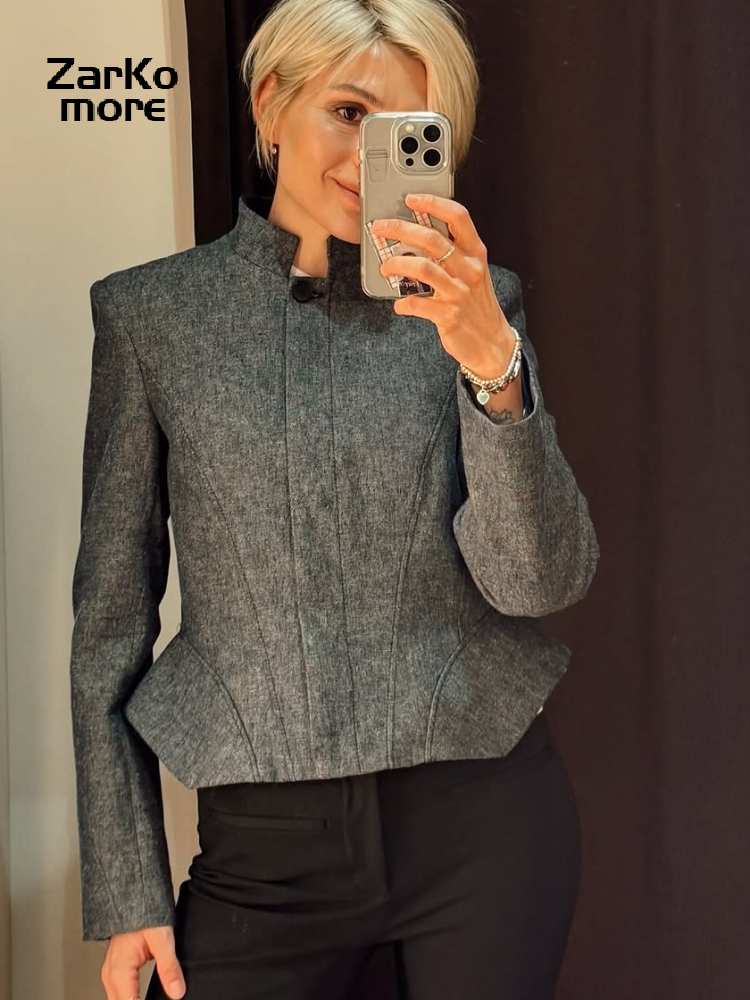Manteau cintré à la taille pour femme, col montant, simple boutonnage, manches longues, veste de printemps-automne 2026, nouvelle collection pour femme, idéal pour les trajets quotidiens.