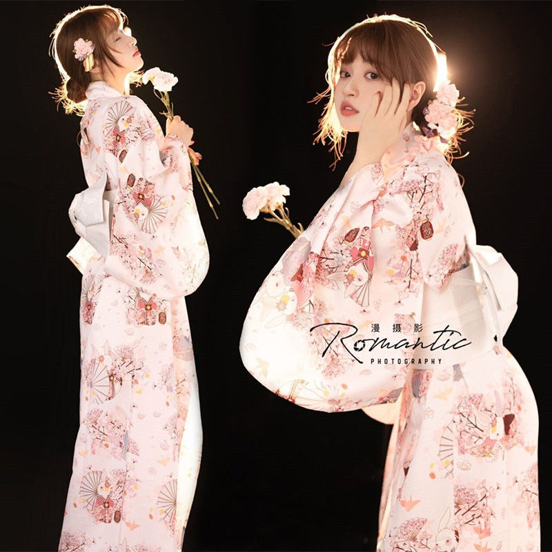 Robe de soirée Yukata pour femmes, Kimono, tendance nationale, Sexy, avec Obi, nouveauté, Costume de Cosplay japonais, Floral, taille unique