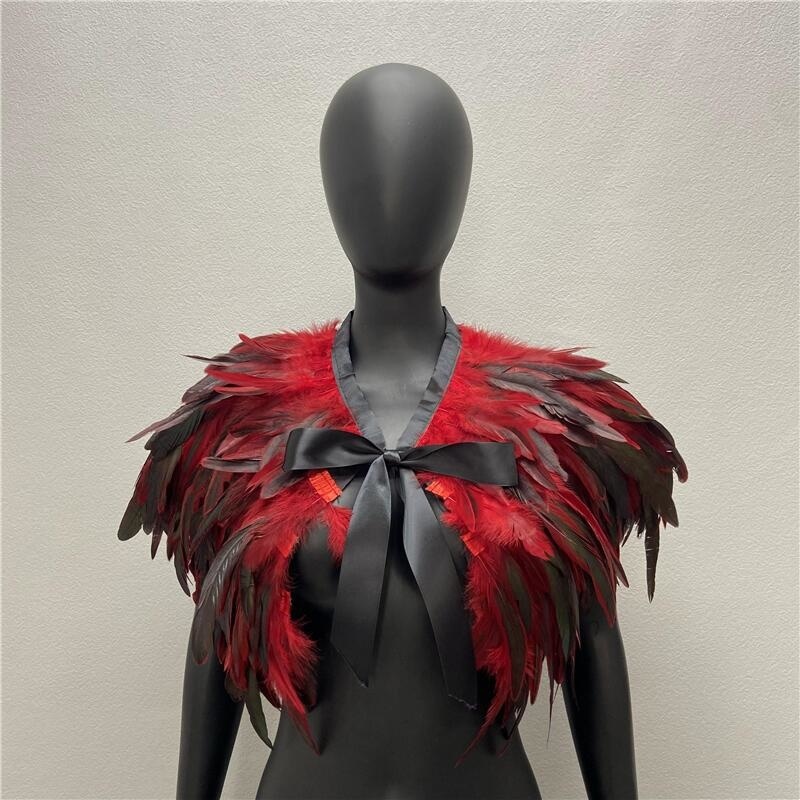Châle de Style Gothique pour Femme, Foulard de Cou, Robe de Dinde, Cape d'Halloween, Fourrure, Plume, ixde Mariage, Cosplay