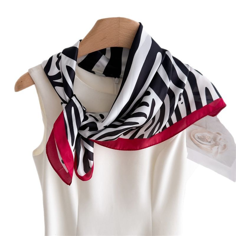 Foulard carré en Imitation soie pour femmes, 70x70cm, rayures de luxe, imprimé, Foulard, Bandanas, cheveux, cravate fine, châles Hijab