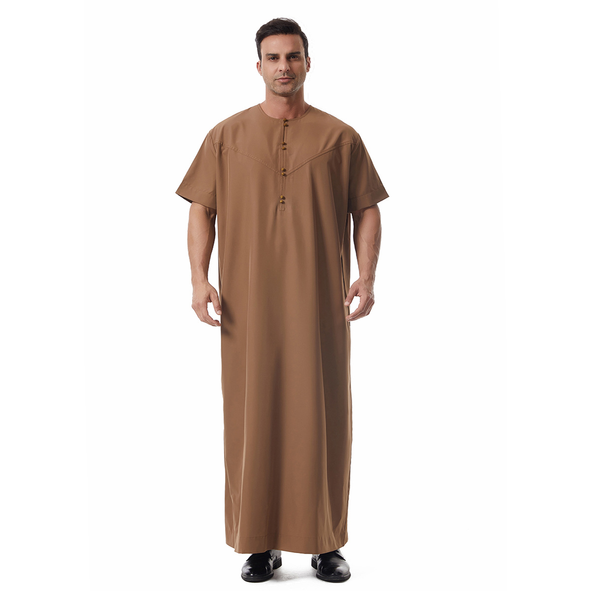 1 pièce/lot, tunique islamique à manches courtes pour hommes, robe décontractée de style arabe, robe musulmane pour hommes.