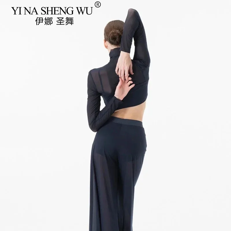 Ensemble de spectacle de danse pour femmes, haut d'entraînement de danse lyrique moderne et classique élégant, ensemble de pantalons, Costume de spectacle de ballet