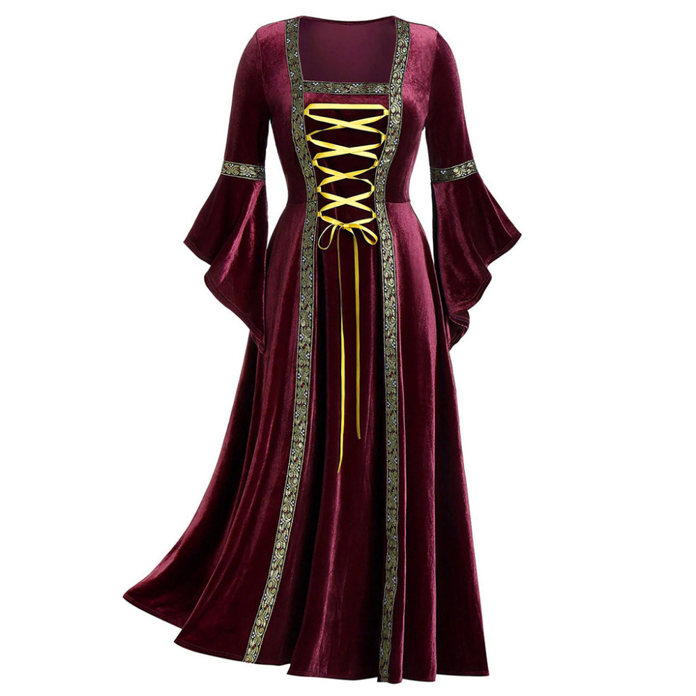 Robe irlandaise en velours Renaissance pour femmes, costumes de sorcière médiévaux, costumes de fête victoriens pour Halloween