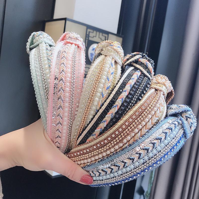 Boho paillettes cristal perle bandeau Style ethnique tête cerceau femmes filles cheveux cerceaux chapeaux large arc bandeaux cheveux accessoires