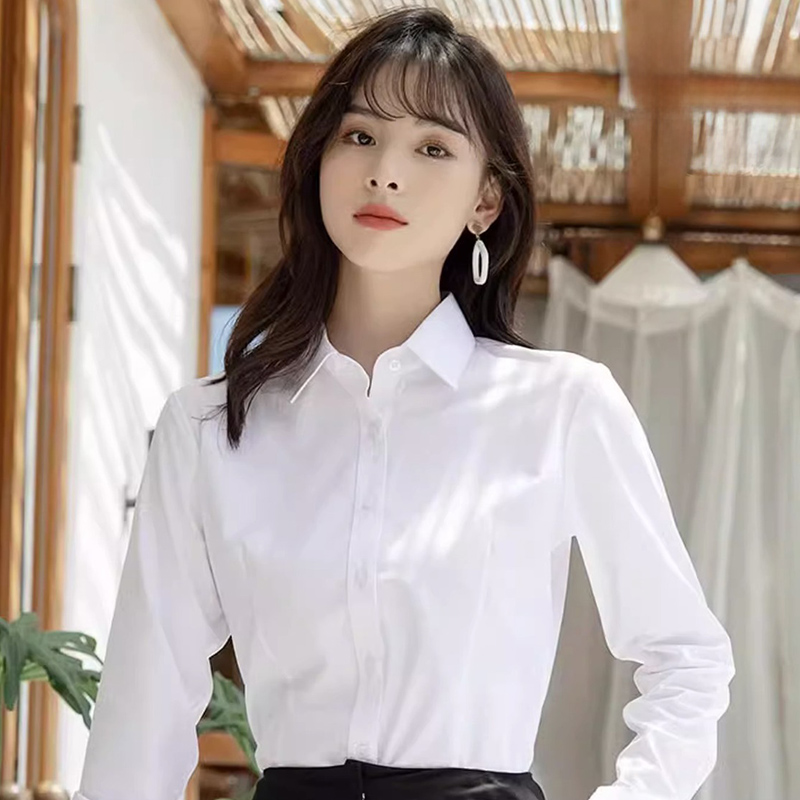 Chemise blanche professionnelle pour femmes, bureau, coupe cintrée, chemisier formel, pour les déplacements quotidiens, Simple, polyvalent, col carré, chemise de Base