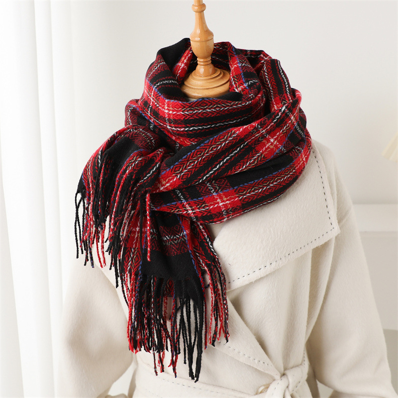 Marque de luxe Plaid hiver femmes cachemire écharpe chaud foulard Pashmina dame châles et enveloppes décontracté gland foulards silencieux