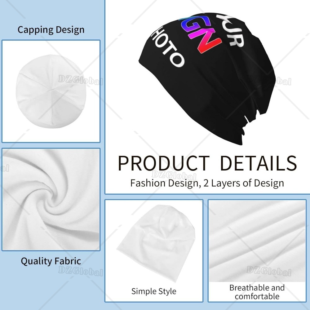 Bonnet ample personnalisé avec texte et photo personnalisés, chapeau de chimio, vêtements de sauna pour cancer, chapeaux avec écharpe, bonnet de nuit avec votre propre design