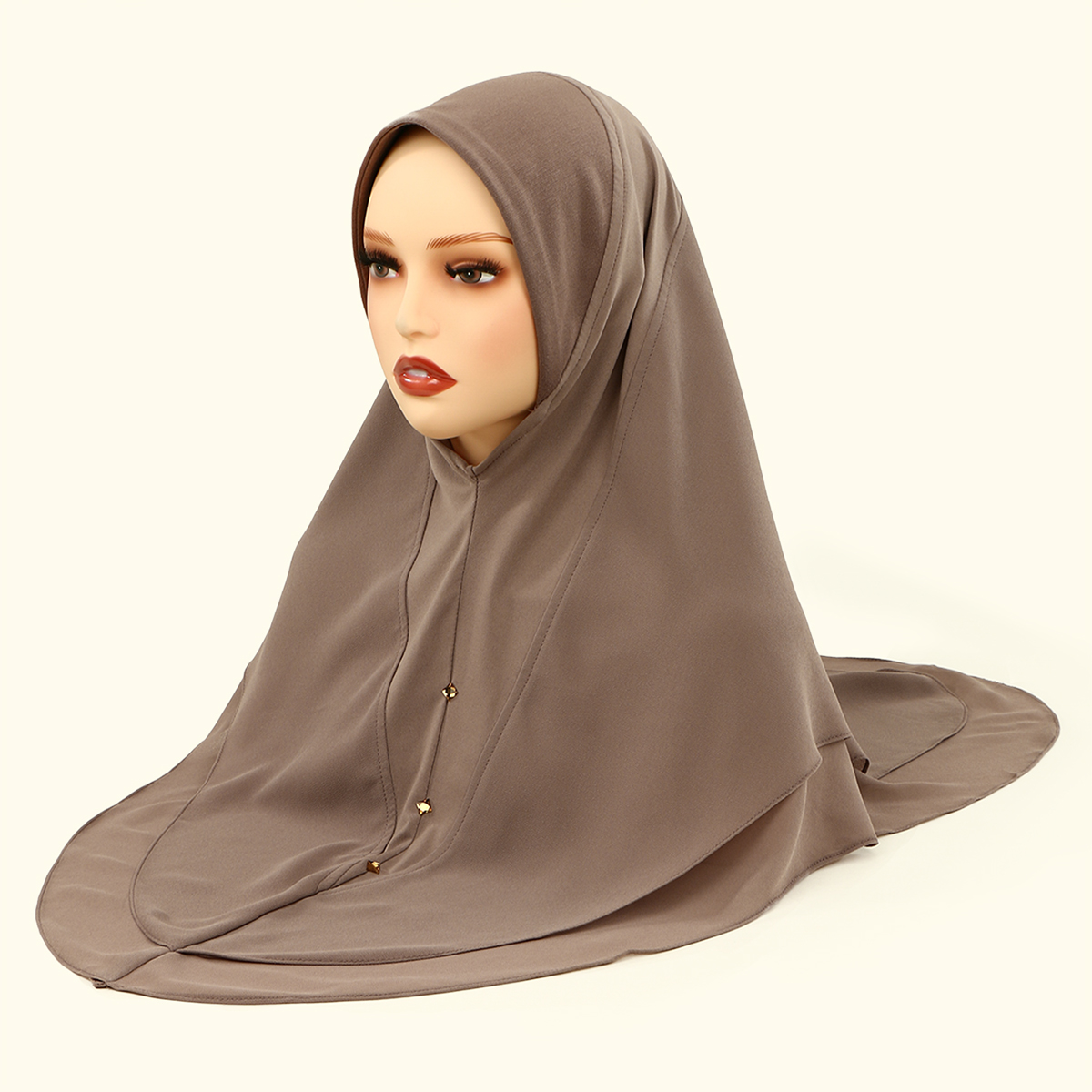 Musulman instantané Hijab en mousseline de soie femmes Double couche châle foulard enveloppement Amira chimio casquette islamique écharpe couverture Turban bandeau