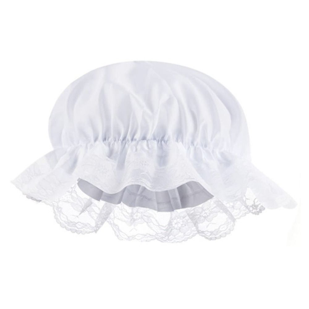 Bonnet de demoiselle d'honneur à bord volanté avec dentelle et bande élastique, ajustement extensible, pour costumes historiques et coloniaux