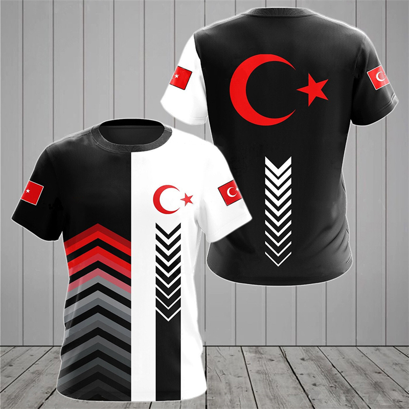 Drapeau turc Camouflage impression 3d été hommes/femmes col rond T-shirt décontracté à manches courtes surdimensionné pull mode hommes vêtements