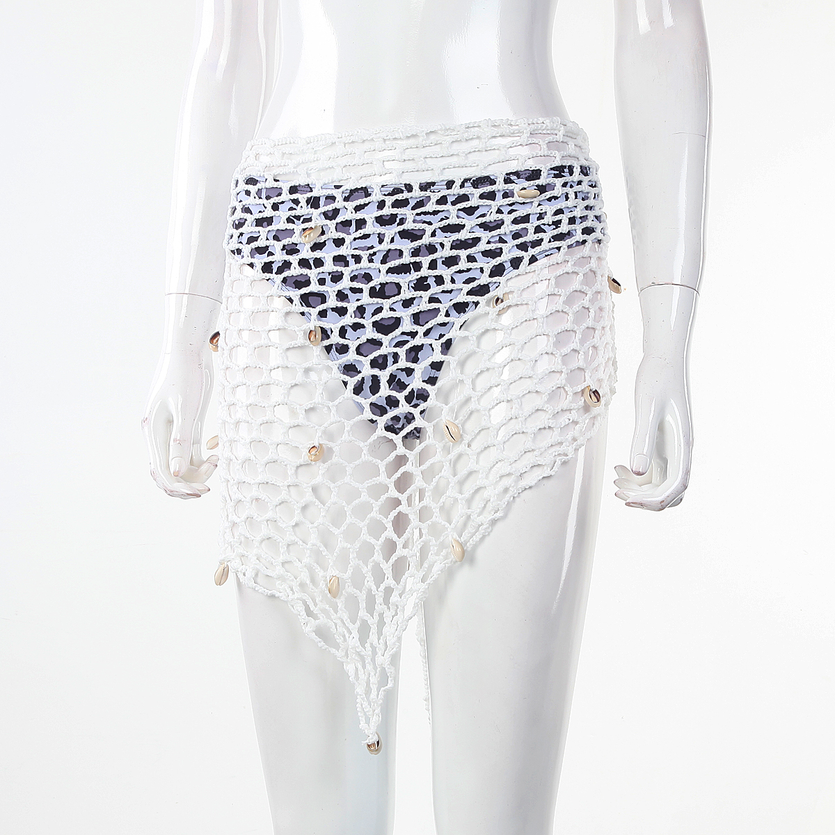 Maillots de bain pour femmes e Wrap couleur unie coquilles résille maillot de bain jupe Bikini cache châle été plage couvrir