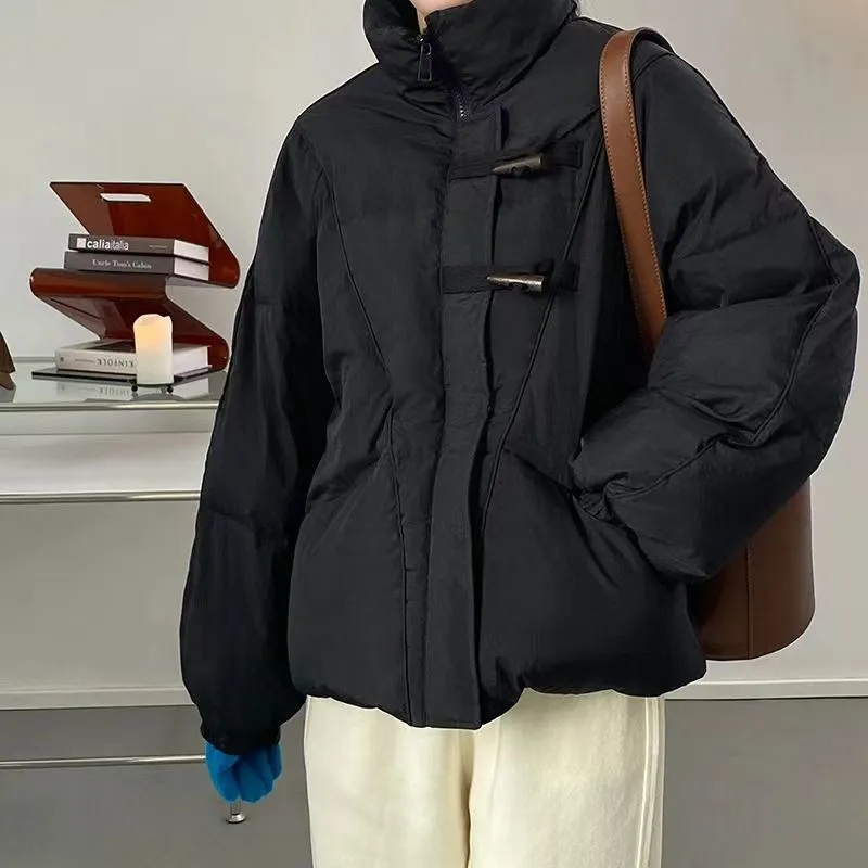 Veste courte rembourrée en coton à col montant pour femme, parkas chaudes épaisses, manteau vintage, nouvelle version coréenne, hiver