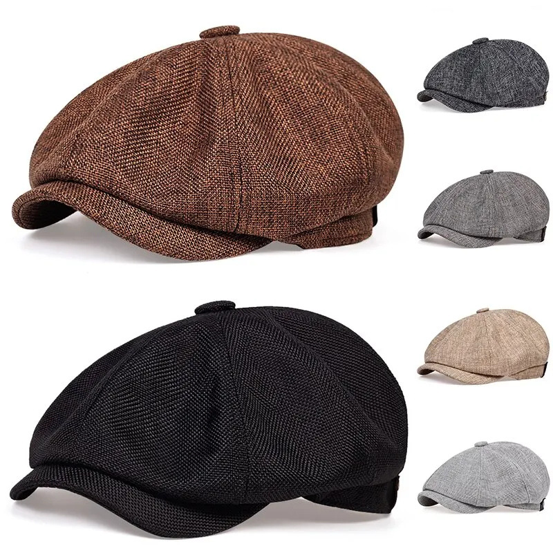 Casquette de gavroche en coton sergé pour hommes, 8 panneaux, casquettes de boulanger, rétro, testostérone, chapeaux de marque décontractés, béret pour peintre, nouvelle mode