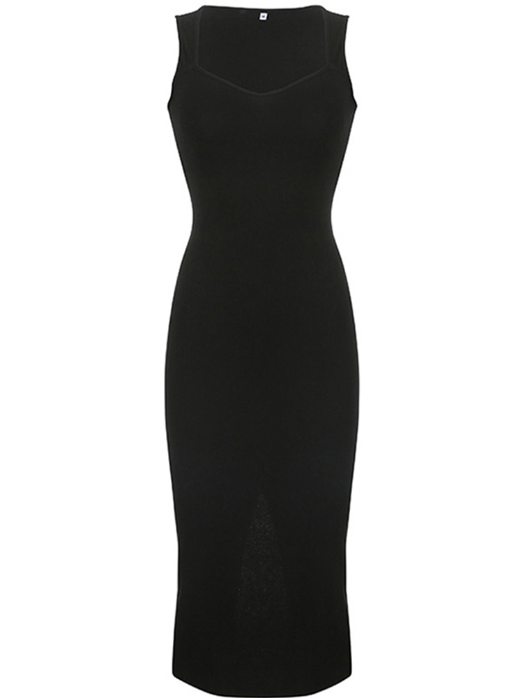 Robe longue en maille pour femmes, mode coréenne, col carré, décontractée, vêtements vintage Y2K assortis