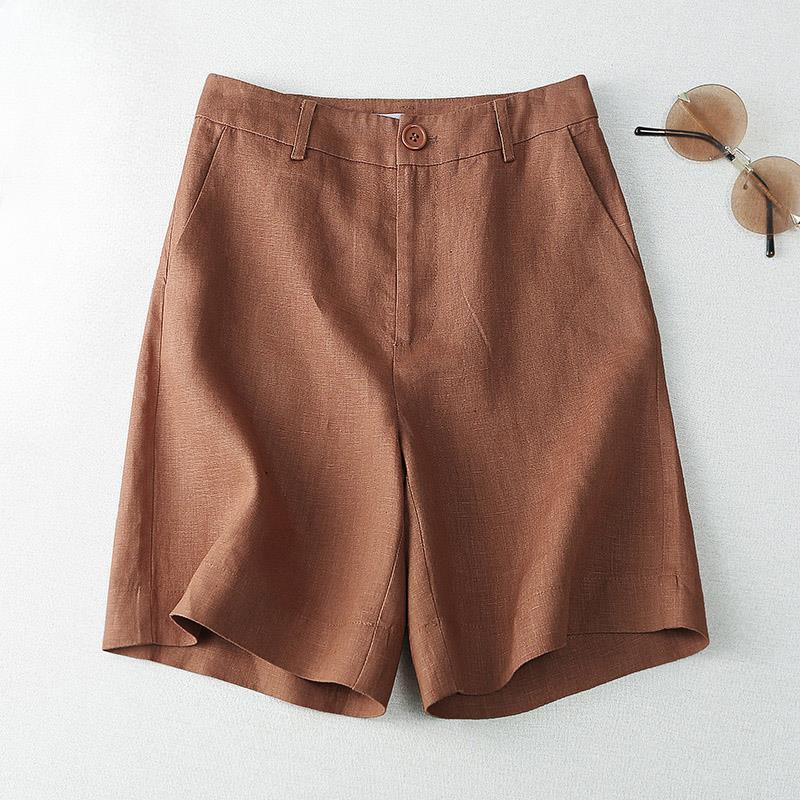 Short femme lin demi genou longueur mi large femme pantalon court Bermuda offre esthétique chaud Streetwear Style coréen pour l'été