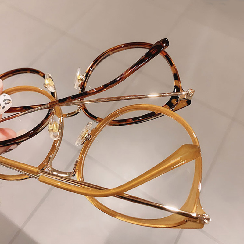 Buc& EI-Monture de lunettes rondes pour hommes et femmes, lentille transparente vintage, optique, léopard, vert, lunettes, mode