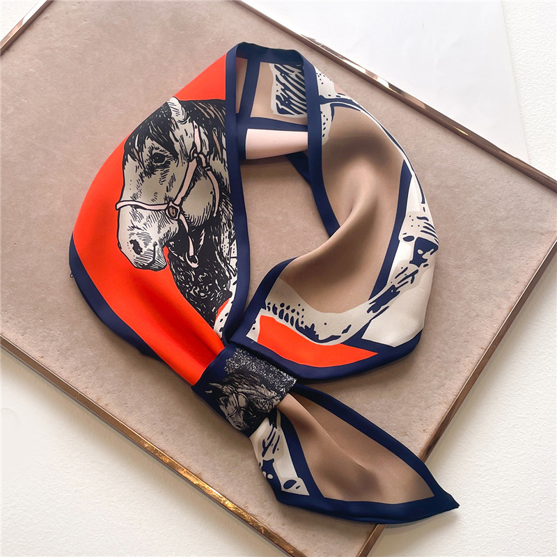 Foulard en satin de soie fin de marque de luxe pour femme, élégant bandana, cravate de cou, écharpe de poignet, châle