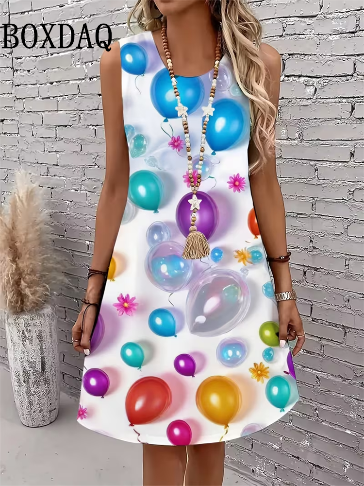 Robe d'été 2026 pour femme, motif chat abstrait, sans manches, ample, décontractée, imprimé graffiti 3D, grande taille