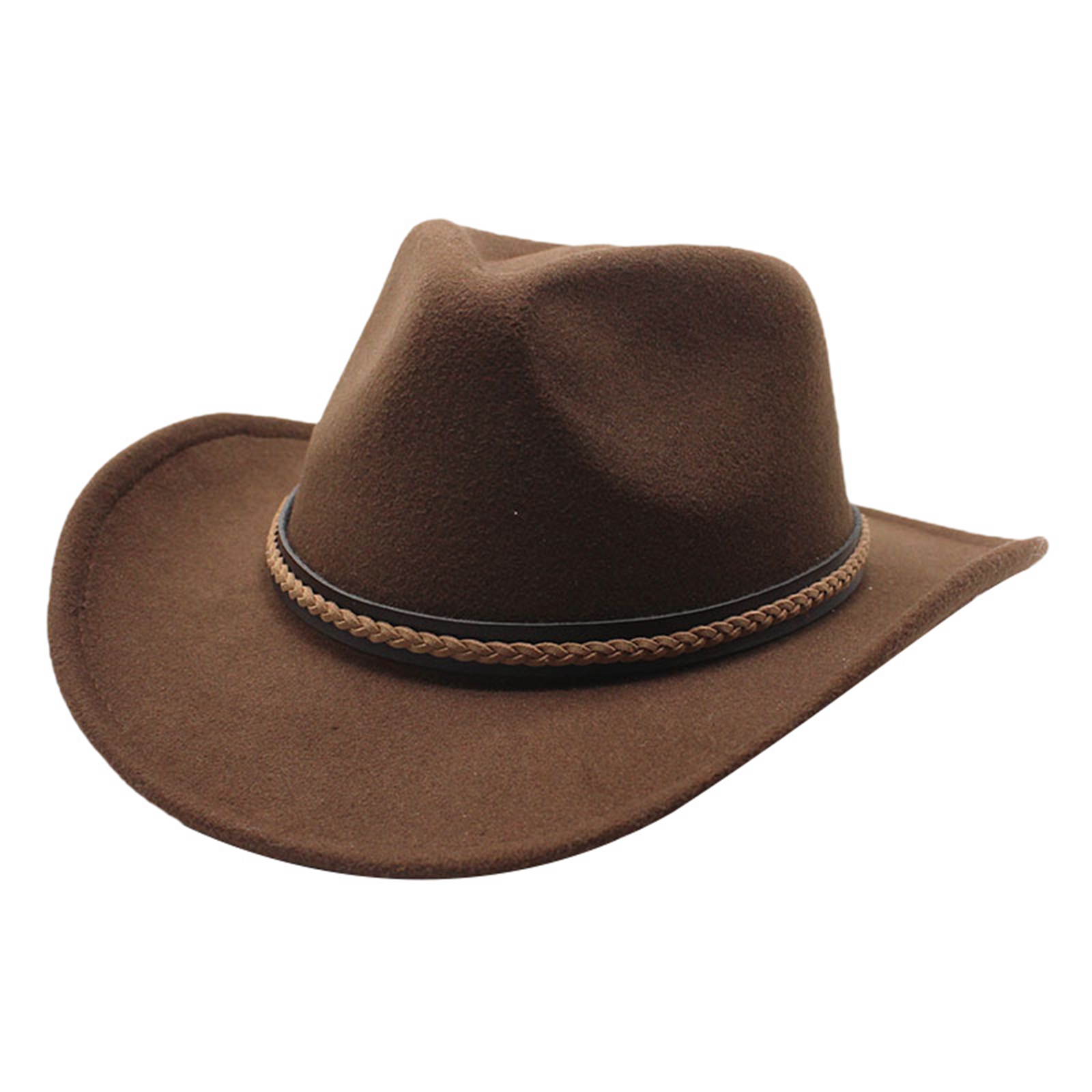 Chapeaux de cowboy rétro classiques pour femmes et hommes, chapeaux en feutre à large bord avec bande décorative