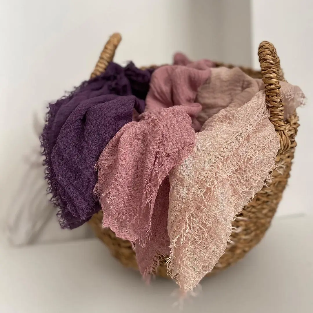 Grande taille froissé coton Hijab Foulard femmes coton musulman bandeau bandeaux longs châles Musulman foulards Turbans Foulard