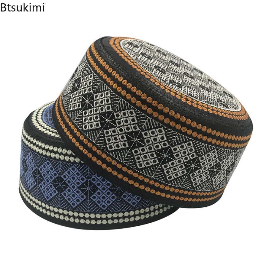 Casquettes musulmanes de Style ethnique pour hommes, chapeaux de mode du moyen-orient, Turban brodé de turquie saoudienne, vêtements islamiques, chapeaux de prière Hijab pour hommes