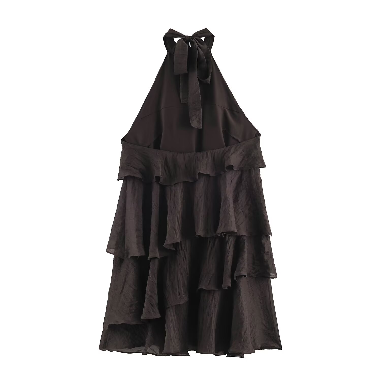 Robe sans manches à col suspendu pour femmes BSAY, avec plusieurs couches et bords à volants, robe de plage fluide, robe décontractée d'été pour les vacances